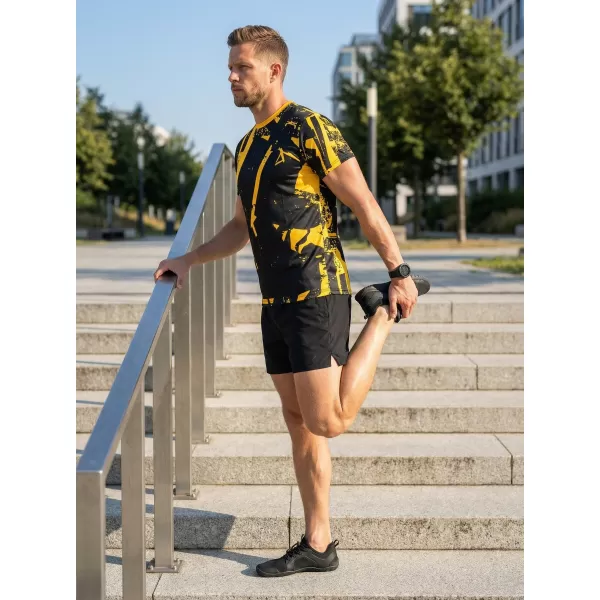  Prémiové pánske funkčné tričko ALTISPORT VOJ/ALM079TR01 ČIERNA A ŽLTÁ 