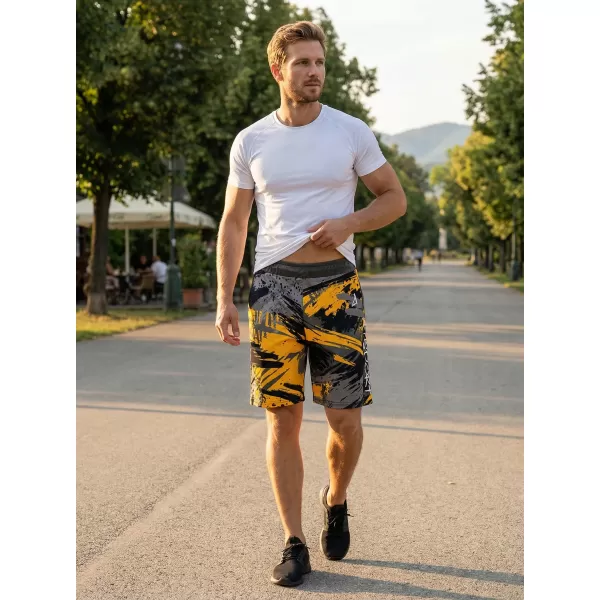  Prémiové pánske funkčné šortky ALTISPORT VOJ/ALM014KRA01 ČIERNA A ŽLTÁ 