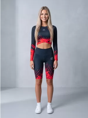 Dámske legíny nad kolená premium ALTISPORT VOJ/ALW109LEG02 ČERVENO-ČIERNE