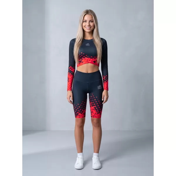  Dámske legíny nad kolená premium ALTISPORT VOJ/ALW109LEG02 ČERVENO-ČIERNE 