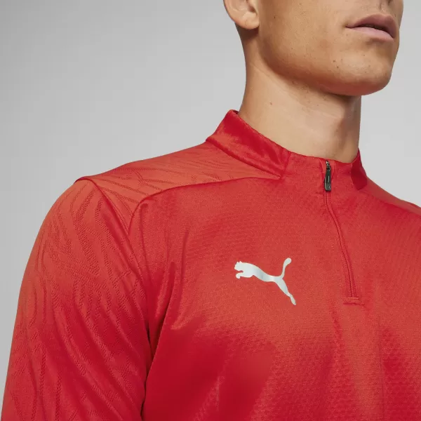  Pánske tričko PUMA TEAMFINAL TRAINING 1/4 ZIP T 658551_01 PUMA RED/PUMA STRIEBRO 