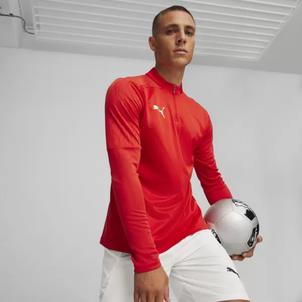  Pánske tričko PUMA TEAMFINAL TRAINING 1/4 ZIP T 658551_01 PUMA RED/PUMA STRIEBRO 