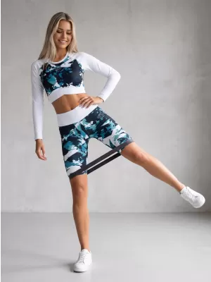 Dámske legíny nad kolená premium ALTISPORT VOJ/ALW110LEG02 MODRÁ A BIELA