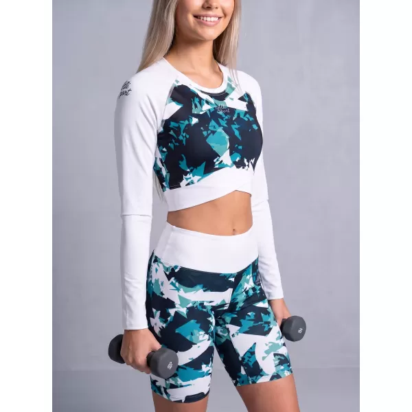  Dámske legíny nad kolená premium ALTISPORT VOJ/ALW110LEG02 MODRÁ A BIELA 