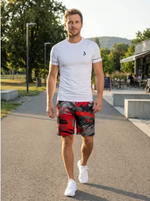 Prémiové pánske funkčné šortky ALTISPORT VOJ/ALM014KRA01 ČIERNA A ČERVENÁ