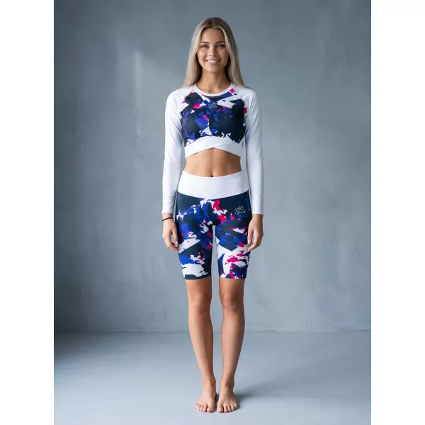  Dámske legíny nad kolená premium ALTISPORT VOJ/ALW110LEG02 FIALOVÁ A BIELA 