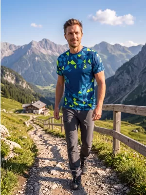 Prémiové pánske funkčné tričko ALTISPORT VOJ/ALM108TR01 NÁMORNÍCKO-NEÓNOVÁ ŽLTÁ