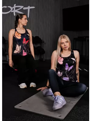 Dámske prémiové funkčné tielko ALTISPORT VOJ/ALW086TIL01 ČIERNA/ORANŽOVÁ