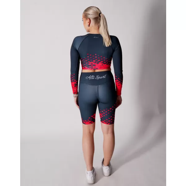  Dámske legíny nad kolená premium ALTISPORT VOJ/ALW109LEG02 ČERVENO-ČIERNE 