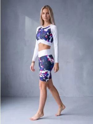 Dámske legíny nad kolená premium ALTISPORT VOJ/ALW110LEG02 FIALOVÁ A BIELA