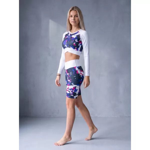  Dámske legíny nad kolená premium ALTISPORT VOJ/ALW110LEG02 FIALOVÁ A BIELA 