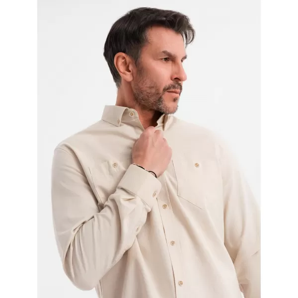  Pánska košeľa OMBRE OM-SHCS-0134 KRÉM 
