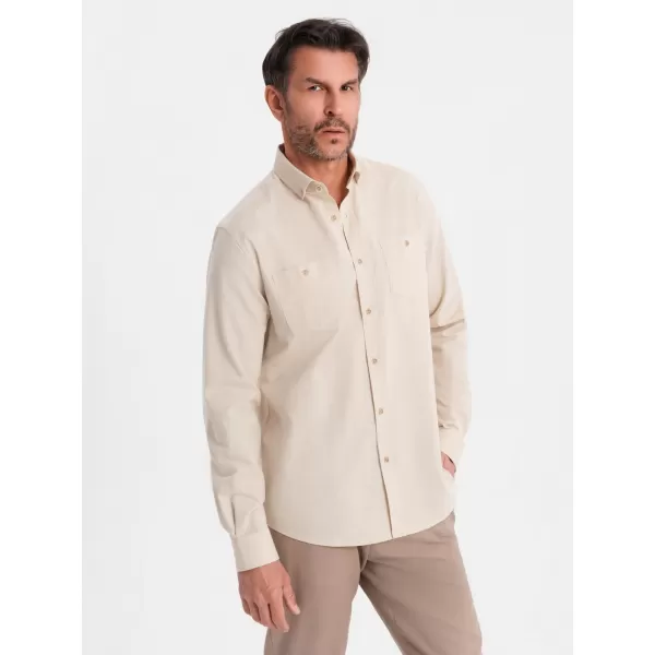  Pánska košeľa OMBRE OM-SHCS-0134 KRÉM 