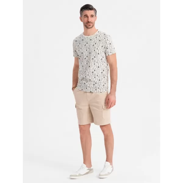  Pánske šortky OMBRE OM-SRCG-0190 BÉŽOVÁ 
