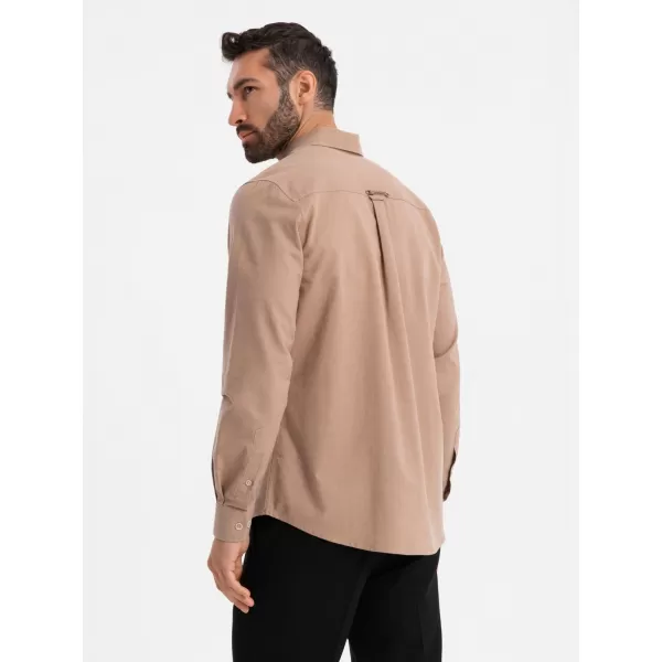  Pánska košeľa OMBRE OM-SHCS-0134 SVETLOHNEDÁ 