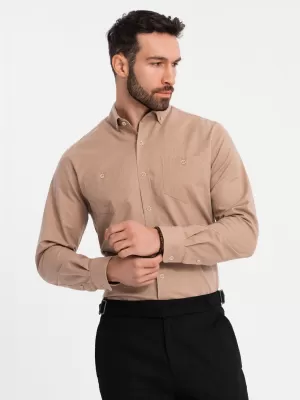 Pánska košeľa OMBRE OM-SHCS-0134 SVETLOHNEDÁ