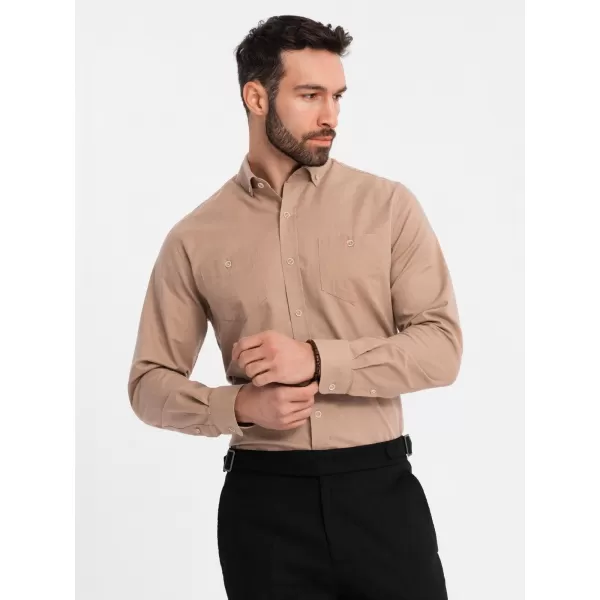  Pánska košeľa OMBRE OM-SHCS-0134 SVETLOHNEDÁ 