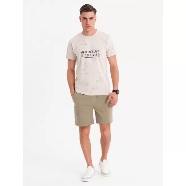  Pánske šortky OMBRE OM-SRCG-0194 SVETLÝ OLIVOVÝ 