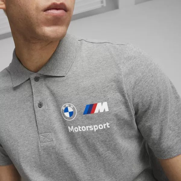  Pánske tričko s golierom PUMA BMW MMS ESS POLO 621312_03 STREDNE SIVÝ VRES 
