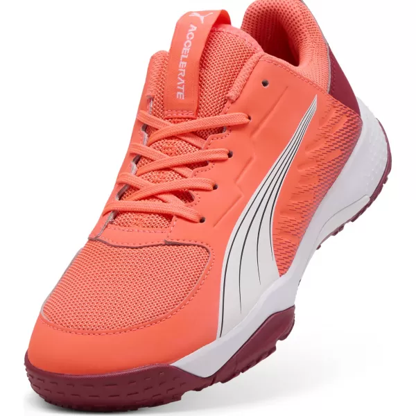  Detská obuv PUMA ACCELERATE JR 108302_01 ČERVENÁ/BIELA/TMAVÁ KARMÍNKA/ČIERNA 