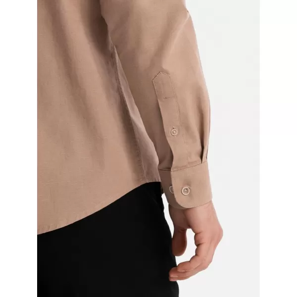  Pánska košeľa OMBRE OM-SHCS-0134 SVETLOHNEDÁ 