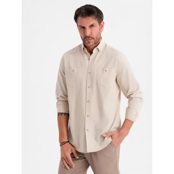  Pánska košeľa OMBRE OM-SHCS-0134 KRÉM 