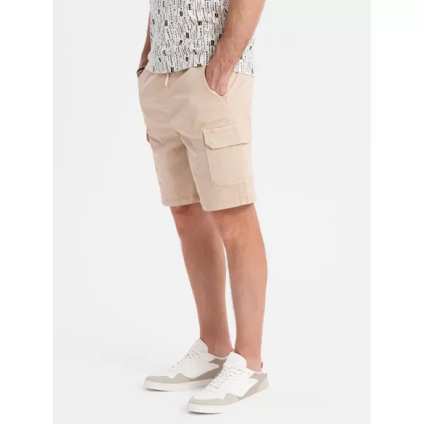  Pánske šortky OMBRE OM-SRCG-0190 BÉŽOVÁ 