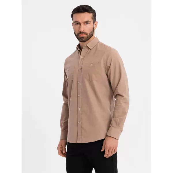  Pánska košeľa OMBRE OM-SHCS-0134 SVETLOHNEDÁ 