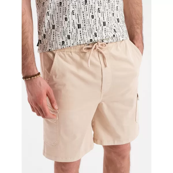  Pánske šortky OMBRE OM-SRCG-0190 BÉŽOVÁ 