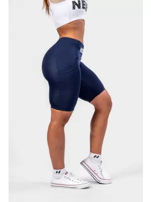 GYM THERAPY 628 DARK BLUE Nebbia 10-palcové cyklistické šortky s vysokým pásom