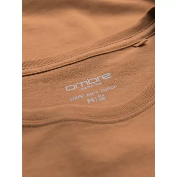 Pánske tričko OMBRE OM-TSBS-0236 HNEDÁ 
