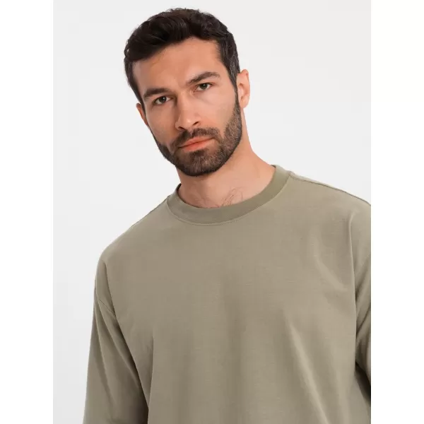  Pánske tričko OMBRE OM-TSBC-0234 KAKI 