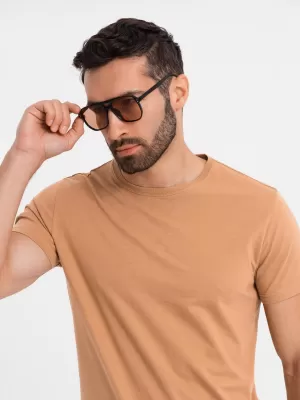 Pánske tričko OMBRE OM-TSBS-0236 HNEDÁ