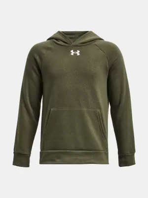 Chlapčenská mikina UNDER ARMOUR RIVAL FLEECE HOODIE 1379792-390 ZELENÁ