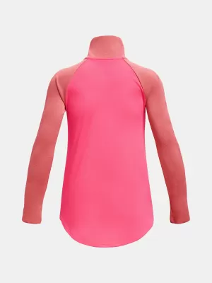 Dievčenské tričko UNDER ARMOUR TECH GRAPHIC 1/2 ZIP 1377586-683 RUŽOVÁ