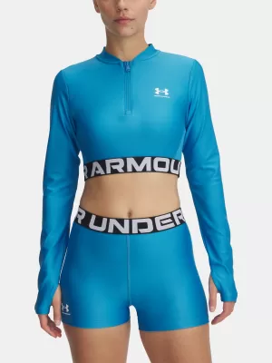 Dámske tričko UNDER ARMOUR HEATGEAR RIB 1/4 ZIP LS 1388692-453 MODRÁ