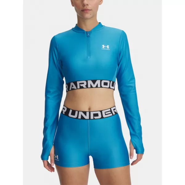  Dámske tričko UNDER ARMOUR HEATGEAR RIB 1/4 ZIP LS 1388692-453 MODRÁ 