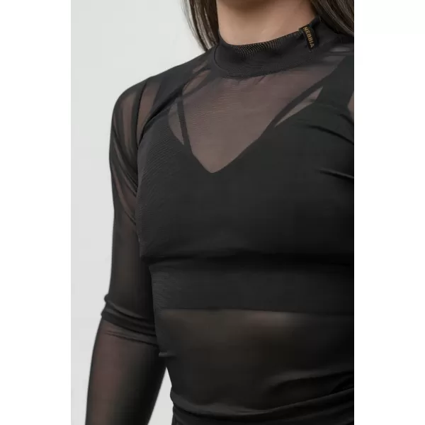  Dámsky top s dlhým rukávom INTENSE Sheer 847 Gold BLACK/GOLD Nebbia 
