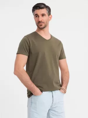 Pánske tričko OMBRE OM-TSBS-0237 TMAVÁ OLIVA