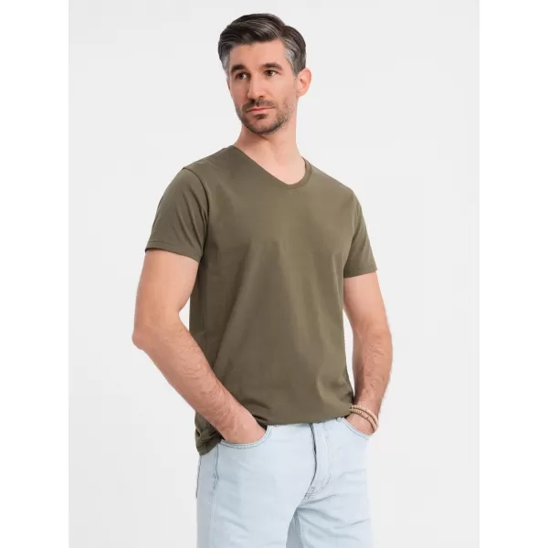  Pánske tričko OMBRE OM-TSBS-0237 TMAVÁ OLIVA 