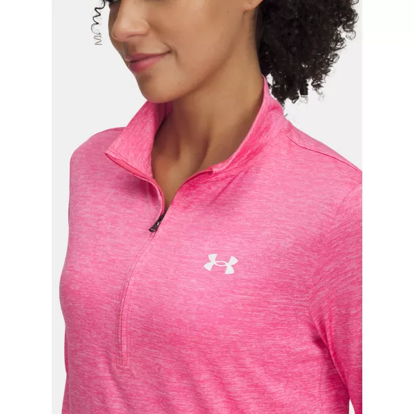 Dámske tričko UNDER ARMOUR TECH 1/2 ZIP- TWIST 1384225-672 RUŽOVÁ 