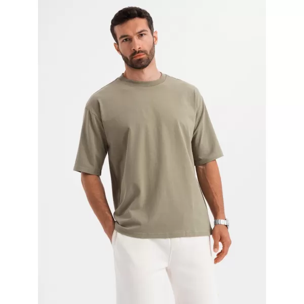  Pánske tričko OMBRE OM-TSBC-0234 KAKI 