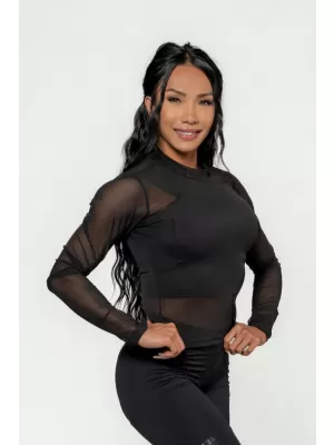 Dámsky top s dlhým rukávom INTENSE Sheer 847 Gold BLACK/GOLD Nebbia