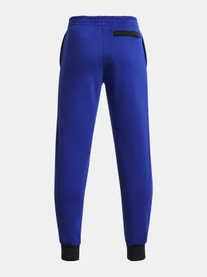 Chlapčenské tepláky UNDER ARMOUR RIVAL FLEECE SCRIPT JGRS 1379789-400 MODRÁ