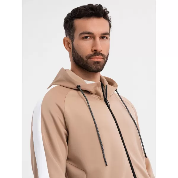  Pánska mikina OMBRE OM-SSZP-0210 BÉŽOVÁ 