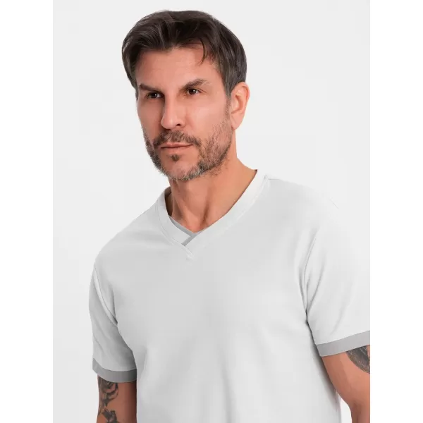  Pánske tričko OMBRE OM-TSCT-0198 SVETLO ŠEDÁ 