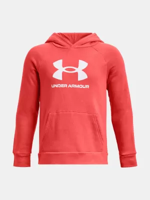 Chlapčenská mikina UNDER ARMOUR RIVAL FLEECE BL HOODIE 1379791-690 ČERVENÁ