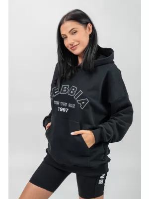 Oversize mikina s kapucňou GYM RAT 256 BLACK Nebbia