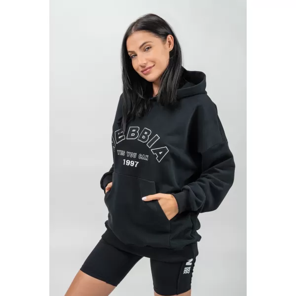 Oversize mikina s kapucňou GYM RAT 256 BLACK Nebbia 