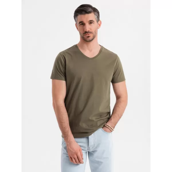  Pánske tričko OMBRE OM-TSBS-0237 TMAVÁ OLIVA 